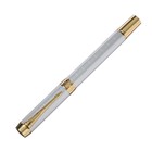 Ручка подарочная роллер, в кожзам футляре, корпус серый, золото - фото 7294821