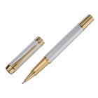Ручка подарочная роллер, в кожзам футляре, корпус серый, золото - фото 7294822