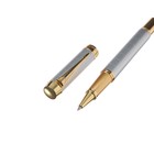 Ручка подарочная роллер, в кожзам футляре, корпус серый, золото - фото 7294823