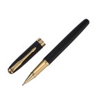 Ручка подарочная роллер, в кожзам футляре, корпус матовый черный, золото - фото 7294830