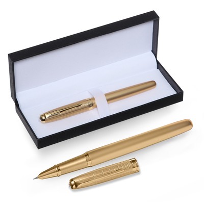 Ручка подарочная роллер, в кожзам футляре, корпус золото