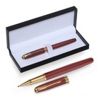 Ручка подарочная роллер, в кожзам футляре, корпус розовый, золото - фото 8200302
