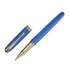 Ручка подарочная роллер, в кожзам футляре, корпус синий, золото - фото 7294841