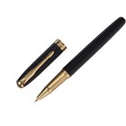 Ручка подарочная перьевая в кожзам футляре, корпус черный, золото - фото 7294845