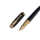 Ручка подарочная перьевая в кожзам футляре, корпус черный, золото - Фото 4