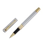 Ручка подарочная роллер, в кожзам футляре, корпус серебро, золото, черный - фото 7294861