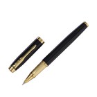 Ручка подарочная роллер, в кожзам футляре, корпус черный, золото - фото 7294865