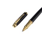 Ручка подарочная роллер, в кожзам футляре, корпус черный, золото - фото 7294866