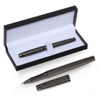 Ручка подарочная роллер, в кожзам футляре, корпус темнно-серый - фото 319941295