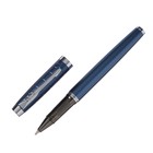 Ручка подарочная роллер, в кожзам футляре, корпус синий, серебро - фото 7294877