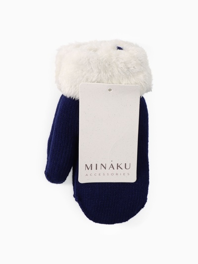 Варежки детские меховые MINAKU, с отворотом, 15 см, синие