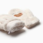 Варежки подростковые MINAKU Мишка вышивка 24 см цвет белый - Фото 3