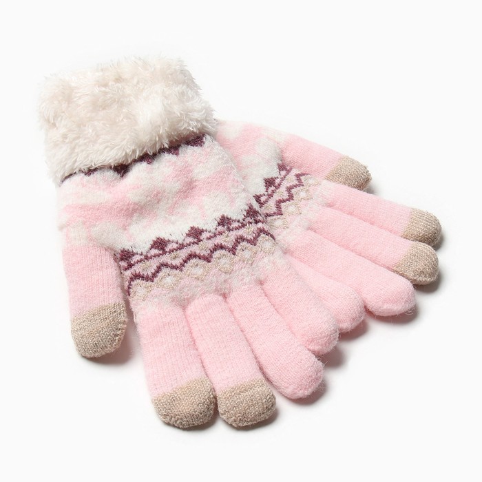 Перчатки женские на иск.меху MINAKU 22 см розовый - Фото 1