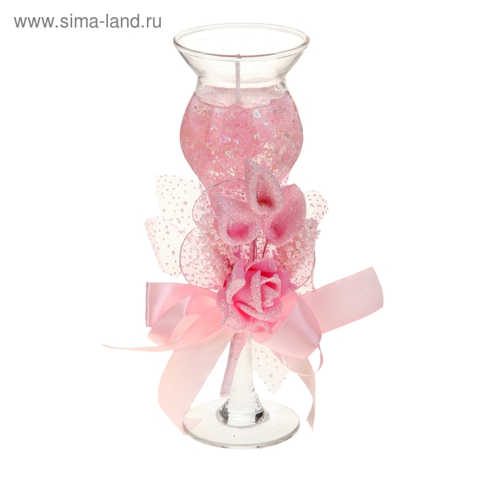 Свеча гелевая "Цветочная фантазия", цвет розовый - Фото 1