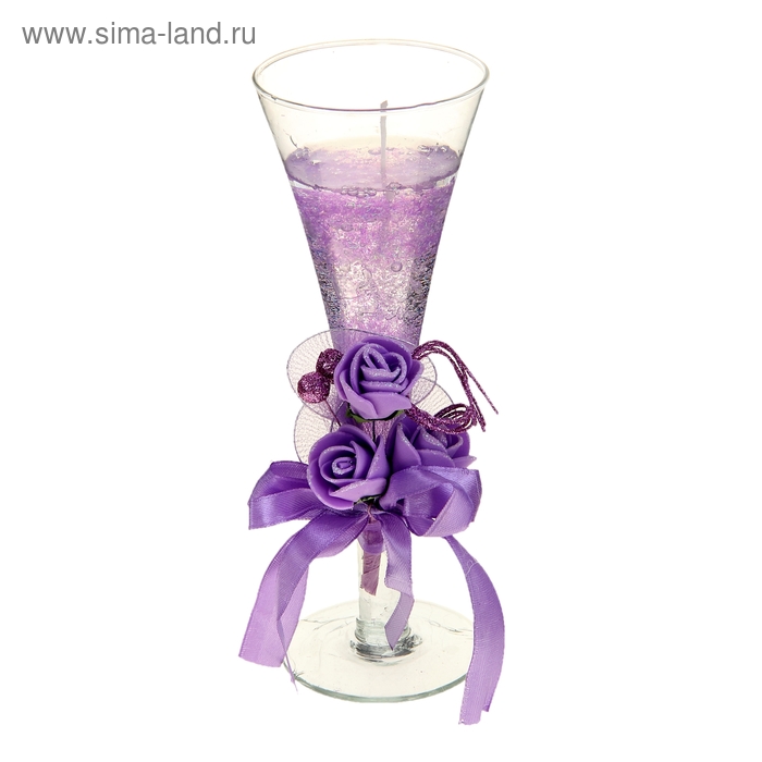 Свеча гелевая "Королевский цветок", цвет фиолетовый - Фото 1