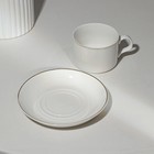 Кофейная пара фарфоровая «Золотая линия», 2 предмета: кружка 130 мл, блюдце d=13,5 см, цвет белый - Фото 2