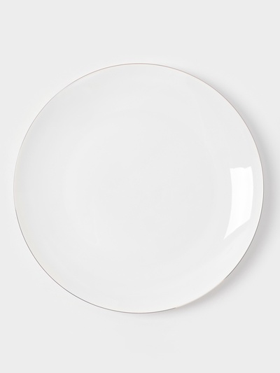 Тарелка обеденная «Золотая линия», d=27 см, фарфор, белая