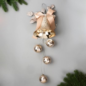 Украшение новогоднее "Уютная сказка" колокольчик шары в полоску, 12х54 см, золото