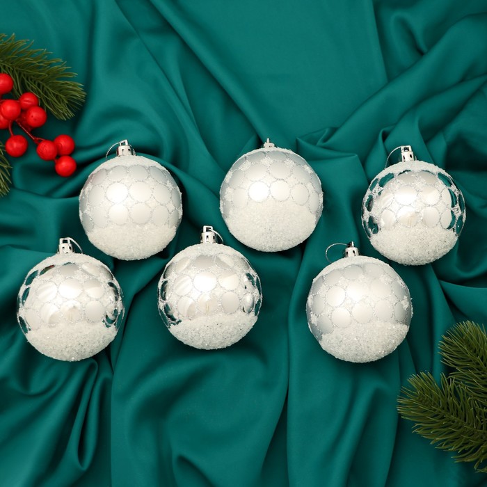 Ёлочные игрушки «Сюрприз», шары новогодние, d=7 см, набор 6 шт., серебро - Фото 1