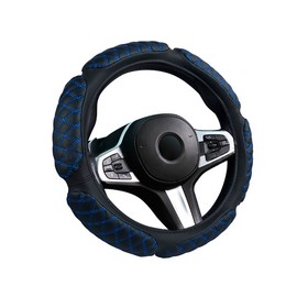 Оплётка на руль CarFashion SCOTCH, размер M, цвет черный/синий