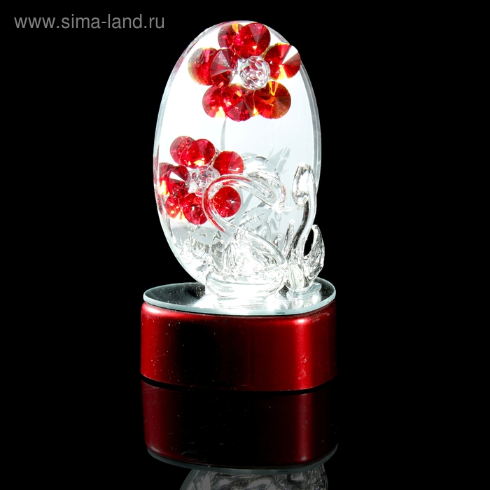 Сувенир световой стекло "Лебеди у зеркала с цветком" 10,5х6,5х6 см - Фото 1