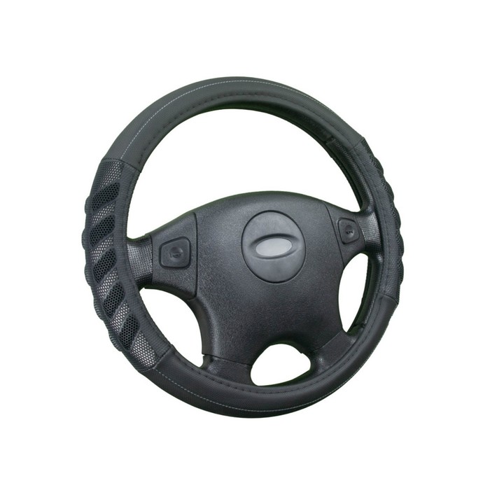 Оплётка на руль CarFashion GRID, размер M, цвет черный/черный - Фото 1