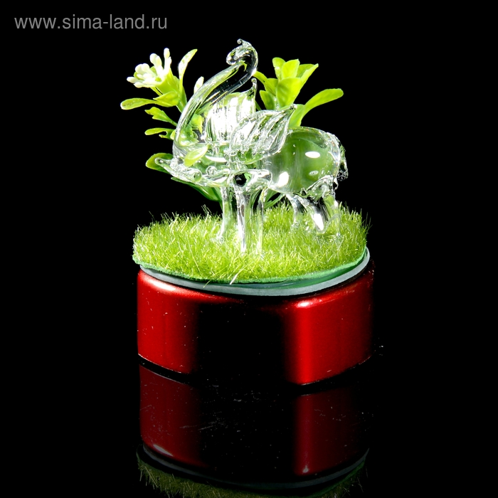 Сувенир световой стекло "Слоник на траве" 6х6х9 см - Фото 1
