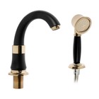 УЦЕНКА Смеситель на борт ванны ZEIN NB-7, на четыре отверстия, комплект, ретро, черный/золотой - Фото 2