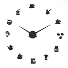 Часы настенные интерьерные для кухни, 3d «Время кофе», наклейка, большие, d=120 см, чёрные - Фото 1