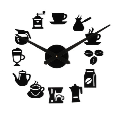 Часы-наклейка, серия: DIY, "Время кофе", d-120 см, мин. стрелка 39 см, ч. стрелка 31.5 см