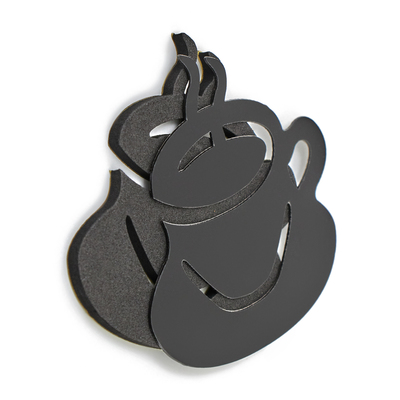 Часы настенные интерьерные для кухни, 3d «Время кофе», наклейка, большие, d=120 см, чёрные