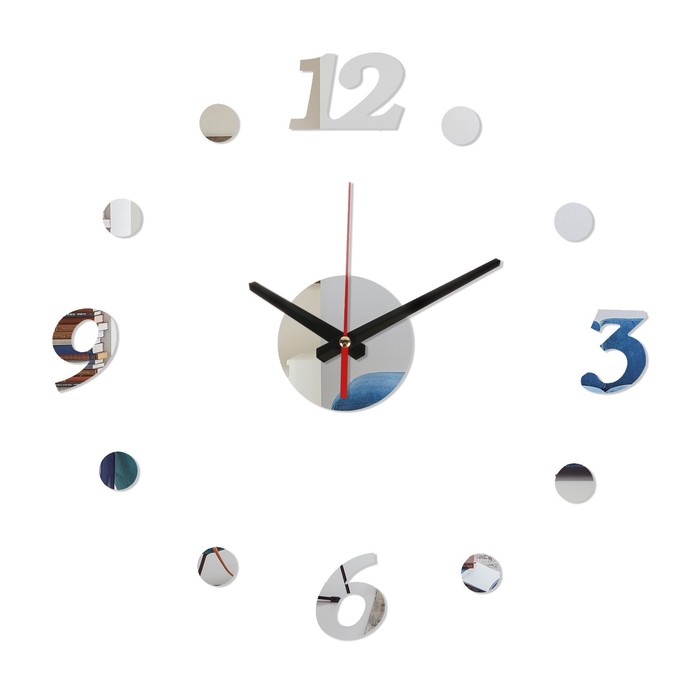 Часы-наклейка, серия: DIY, плавный ход, d-40 см, серебро - Фото 1