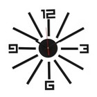 Часы-наклейка, серия: DIY, "Лучи", плавный ход, d-40 см, черные - фото 320040747