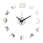 Часы настенные интерьерные «Бабочки», 3D, наклейка, бесшумные, плавный ход, d=40 см - Фото 1