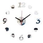 Часы-наклейка, серия: DIY, "Сердечки", плавный ход, d-40 см, серебро - фото 320040756
