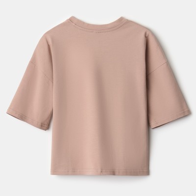 Футболка детская однотонная MINAKU: Basic line kids, бежевая, рост 104-110 см