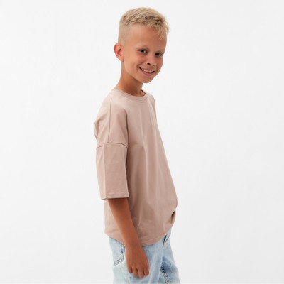Футболка детская однотонная MINAKU: Basic line kids, бежевая, рост 104-110 см