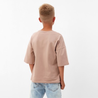 Футболка детская однотонная MINAKU: Basic line kids, бежевая, рост 104-110 см