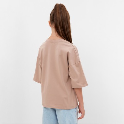 Футболка детская однотонная MINAKU: Basic line kids, бежевая, рост 104-110 см