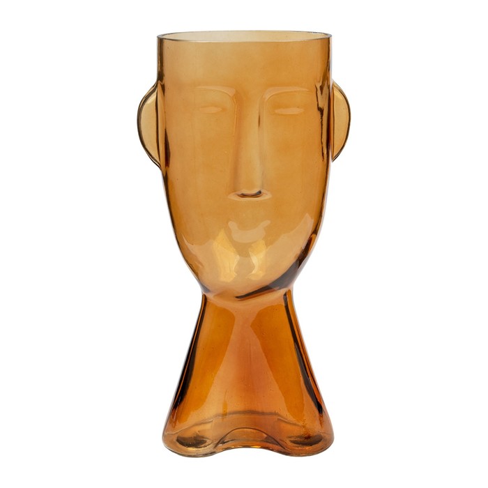 Стеклянная ваза «Фейс», 16×15×31,5 см, цвет жёлтый - Фото 1