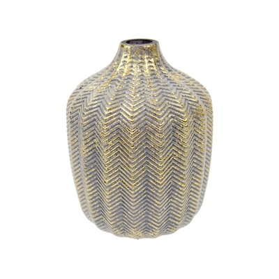 Декоративная стеклянная ваза, 14×14×19 см, цвет серый с золотым напылением