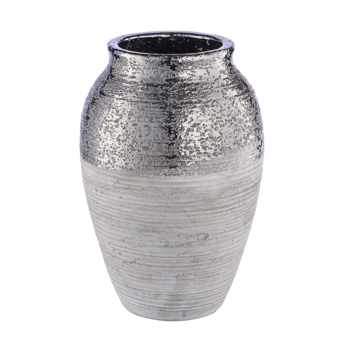 Декоративная ваза «Фактура», 16×16×25 см, цвет серый металлический - фото 1928258974