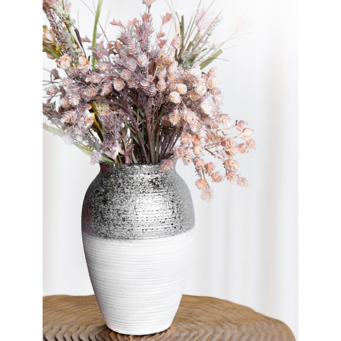 Декоративная ваза «Фактура», 16×16×25 см, цвет серый металлический - фото 1928258975