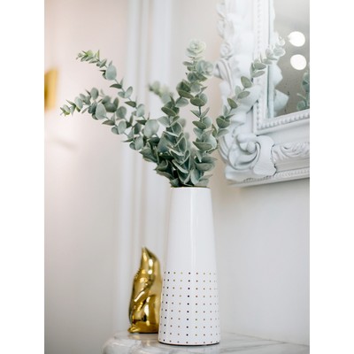 Декоративная ваза «Арт деко», 10×10×25 см, цвет белый с золотом