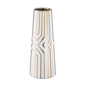 Декоративная ваза «Арт деко», 12×12×30 см, цвет белый с золотом