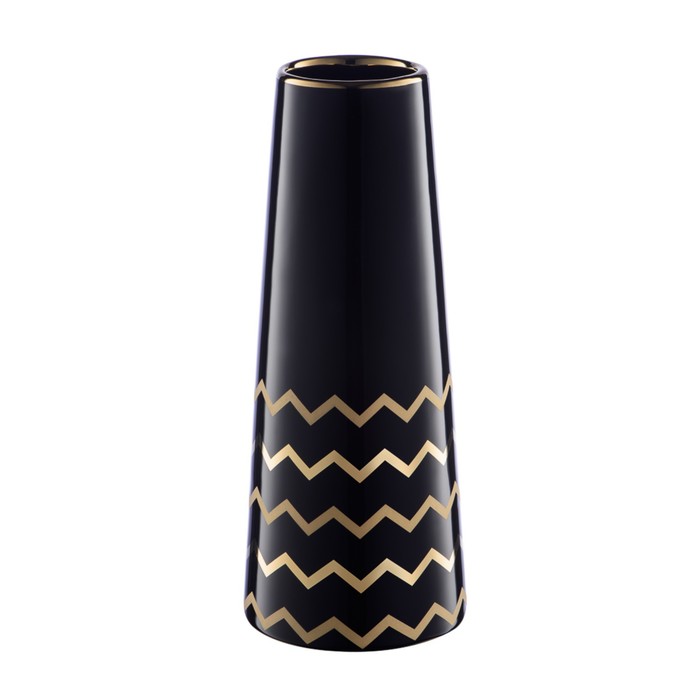 Декоративная ваза «Арт деко», 10×10×25 см, цвет чёрный с золотом - Фото 1