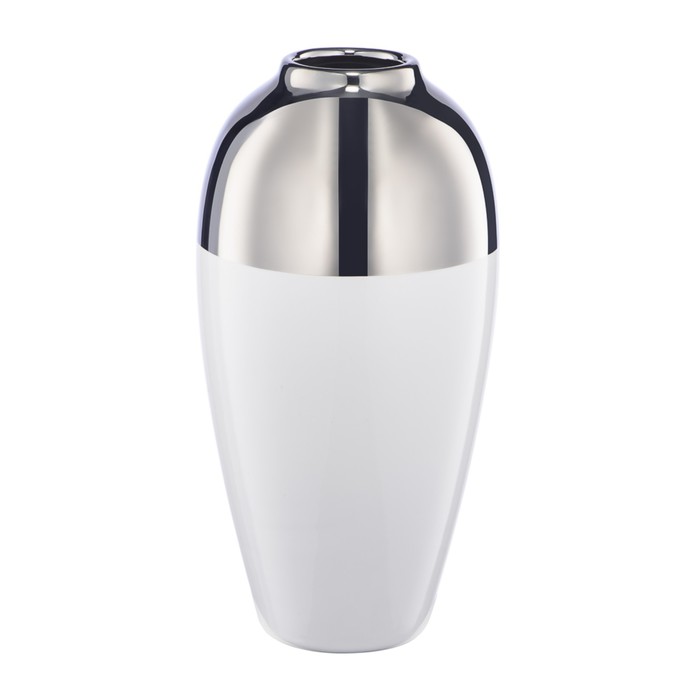 Декоративная ваза «Шик», 12,5×12,5×25 см, цвет белый с серебром - фото 1907808240