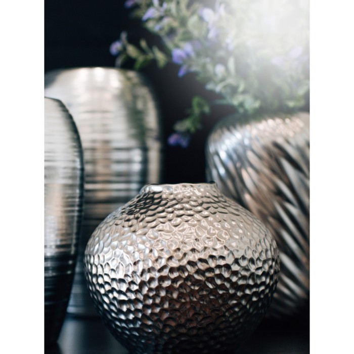 Декоративная ваза «Этно», 20×20×17 см, цвет серебряный - фото 1907808250