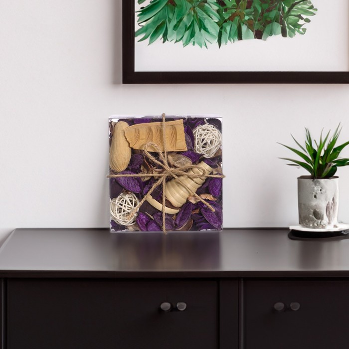 Набор сухоцветов из натуральных материалов с ароматом лаванды «Вещицы», короб 13×13×6 см - фото 1909270461