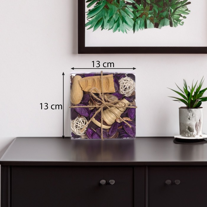 Набор сухоцветов из натуральных материалов с ароматом лаванды «Вещицы», короб 13×13×6 см - фото 1909270462